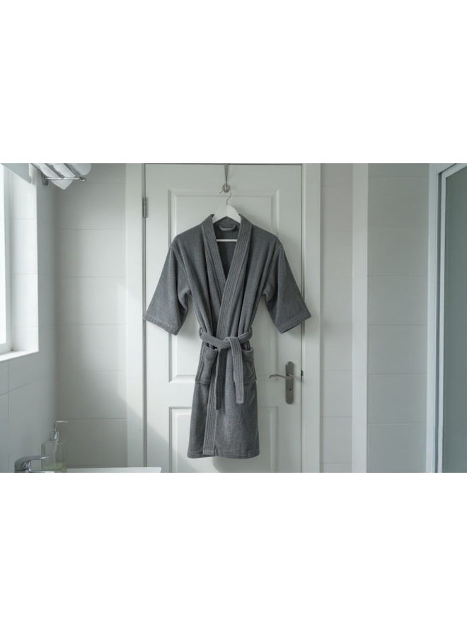 Ambrosia Terry Bathrobe XL Luxor Unisex Dark Grey - 100% Cotton - Image 5